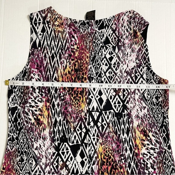 SUSAN LAWRENCE Women’s Sleeveless Animal Print Geometric Multicolor Top - Small - Picture 5 of 7